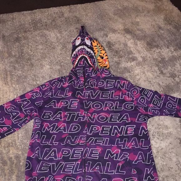 a bathing ape hoodie purple